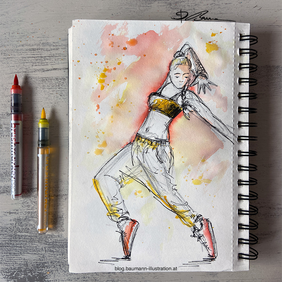 Figure Drawing Barbara Baumann watercolor splashes