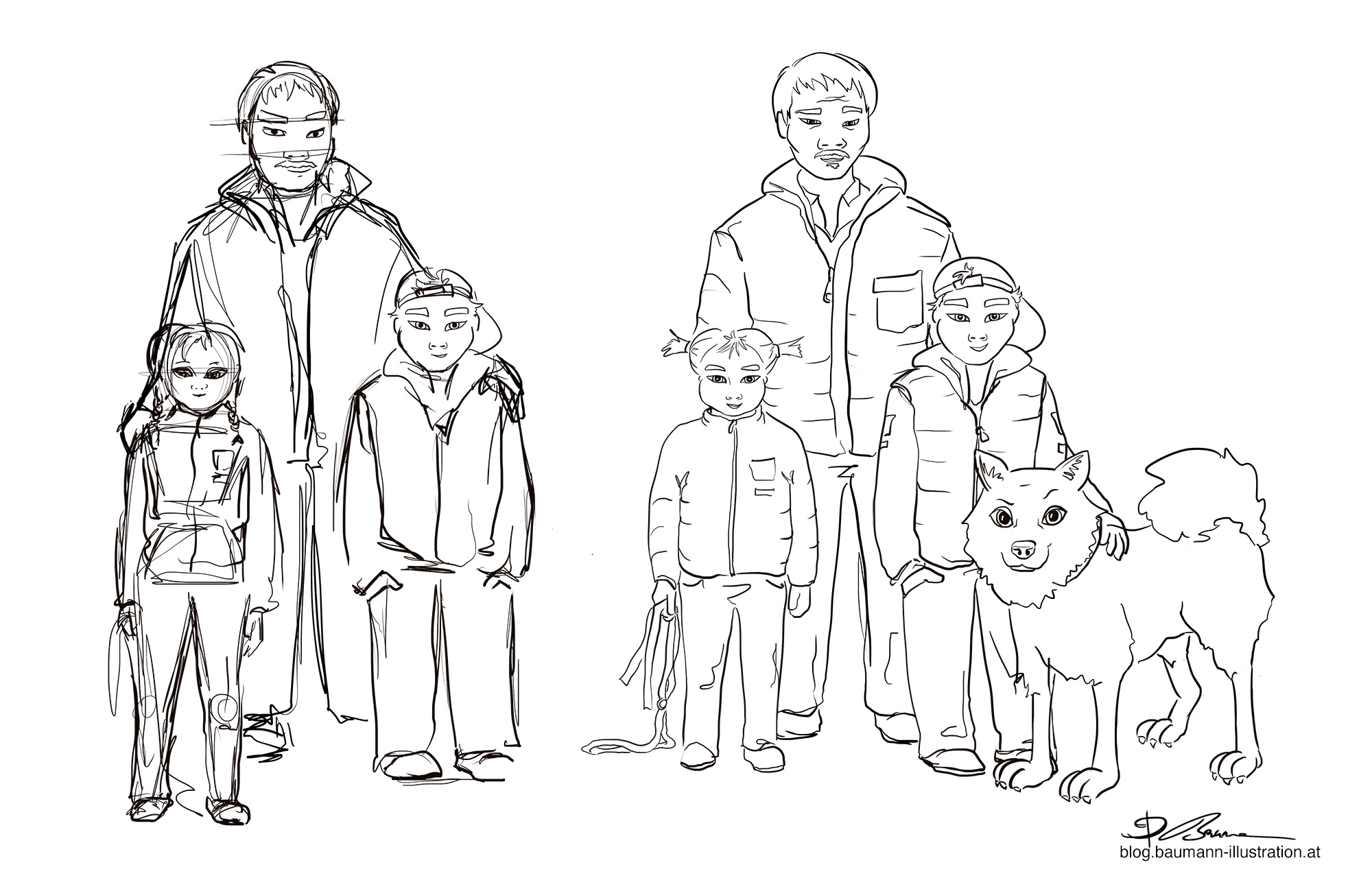 Rough sketches turned into drawings by Barbara Baumann
